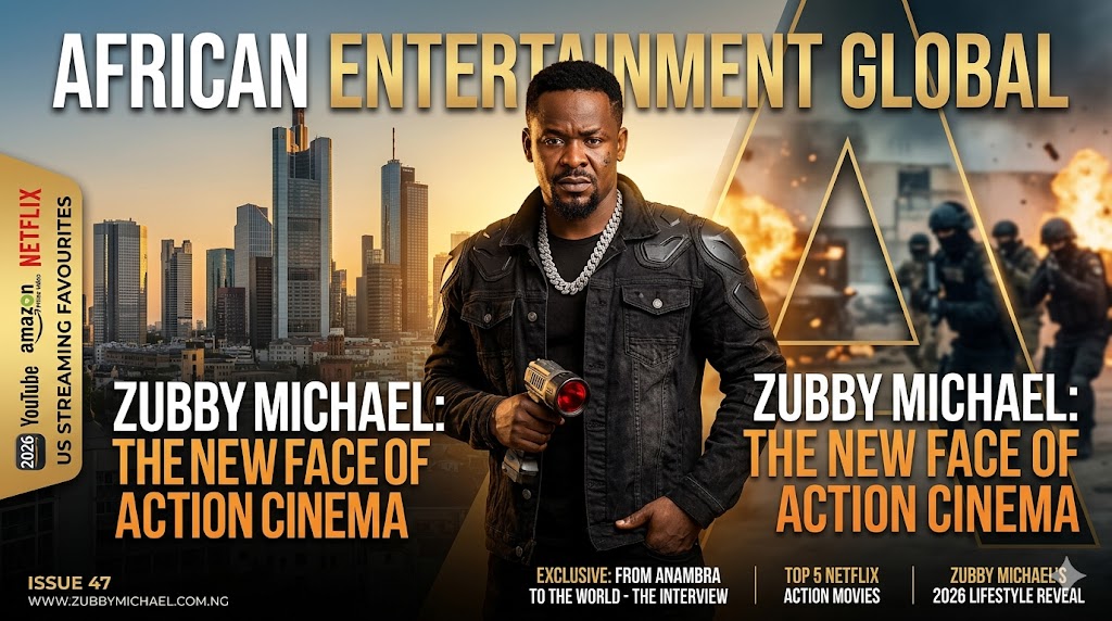 Zubby Michael starring in a high-budget 2026 Nollywood action movie.